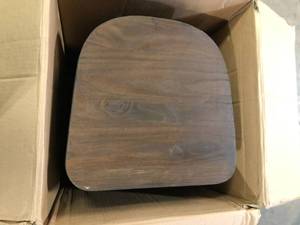 lot 31 image: StyleWell Finwick Matte Gunmetal Backed Bar Stool with Dark Wood Seat (Set of 2)   Customer Returns See Pictures