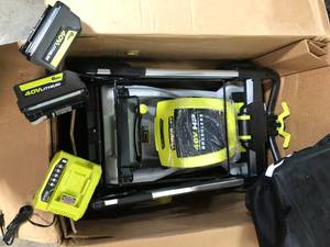 lot 49 image: RYOBI 40V HP Brushless Whisper Series 21. in Walk Behind Self-Propelled All Wheel Drive Mower - (2) 6.0 Ah Batteries & Charger    Customer Returns See Pictures