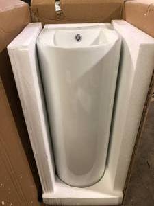 lot 50 image: Swiss Madison Sublime Rounded Basin Pedestal Sink in Glossy White    Customer Returns See Pictures
