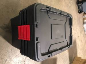 lot 7 image: Lot of Sterilite 27 Gal. Industrial Storage Bin in Black  Customer Returns See Pictures