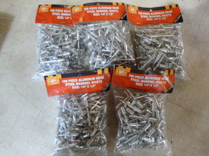 lot 94 image: 5 Bags of PTC Aluminum Head Steel Mandrel Rivets