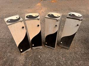 Lot of 4 Ying &amp Yang wood cabinets with doors