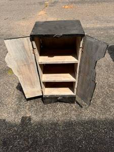 Japanese Geisha painted wood cabinet