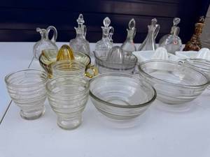 Vintage Sunkist Reamer glass juicer and cruiquet lot