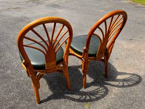 Pair of Rattan Fan Back Chairs