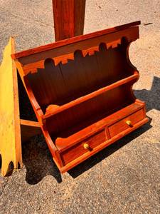 Wood Shelving and Pedestal Lot