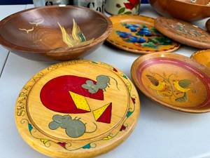 Kitchen canister sets & hand painted Wooden Bowls