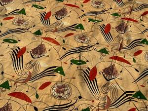 One Panel Mid Century Modern Barkcloth Curtain