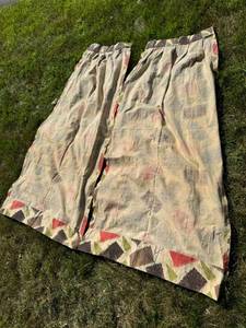 Two Panel Mid Century Modern Barkcloth Curtains