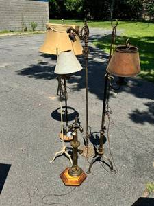 Lot of Five Antique Floor Lamps