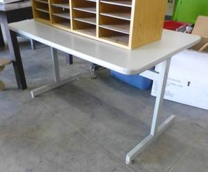 lot 31 image: small grey table  desk 30x48x27 tall