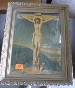 lot 49 image: Antique religious print 20x24