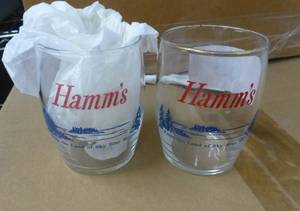 lot 63 image: TWO Vintage Hamms beer glasses
