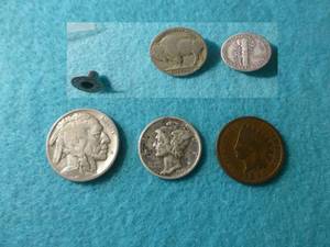 lot 95 image: 3 coins and 2 coins made into snaps for clothes
