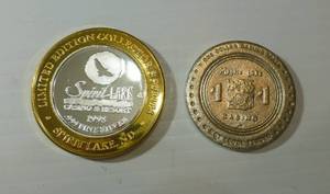 lot 101 image: Casino coins - Mystic Lake and Spirit Lake (.999 silver one ounce)