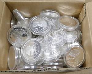 lot 103 image: 50 Silver plated Whitetail Deer medallions