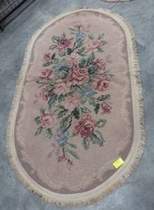 lot 155 image: TWO Vintage all wool rugs double sided 38x64 and 34x56
