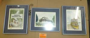 lot 195 image: Original artwork pictures - Excelsior Amusement Park, Minnehaha ferry and Wayzata train depot