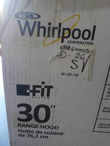 lot 210 image: 30 inch Whirlpool Range Hood - silver