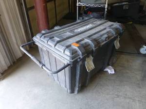 lot 220 image: Big HUSKY rolling tote and Plano box