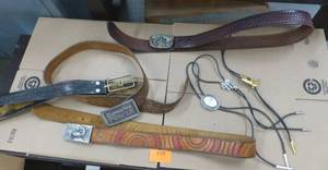 lot 319 image: 4 leather belts 40-42 inch and 3 bolero neckties