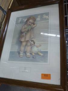 lot 332 image: Love is blind print by Bessie Gutmann - framed size 27x20-12