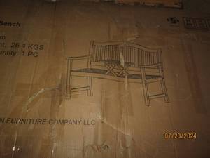 lot 30 image: acacia wood bench with table...