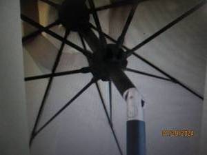 lot 52 image: 9 Deluxe Market Patio Umbrella with Fiberglass Ribs and Fringe