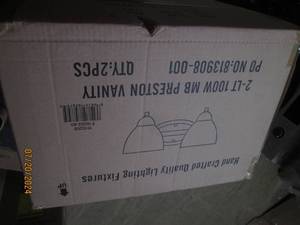 lot 55 image: case of 2 new sunset lighting 2 light 100 watt mn preston vanity bright satin nickle lights
