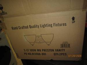 lot 56 image: case of 2 new sunset lighting 2 light 100 watt mn preston vanity bright satin nickle lights