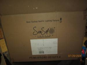 lot 64 image: new case of 4 sun set 1 light 100 watt allister mini pendant bright satin nickle