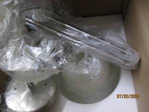 lot 65 image: new case of 4 sun set 1 light 100 watt allister mini pendant bright satin nickle