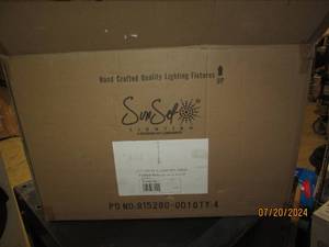 lot 66 image: new case of 4 sun set 1 light 100 watt allister mini pendant bright satin nickle