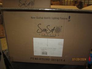 lot 68 image: new case of 4 sun set 1 light 100 watt allister mini pendant bright satin nickle