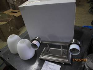 lot 74 image: 2 new light fixtures 2 light bixby lights bright satin nickle