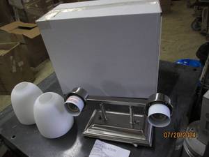 lot 75 image: 2 new light fixtures 2 light bixby lights bright satin nickle