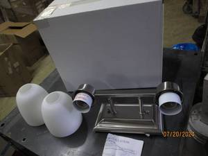 lot 77 image: 2 new light fixtures 2 light bixby lights bright satin nickle