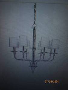 lot 84 image: new Artcraft Lighting AC1908 Princeton Transitional 8-Light Chandelier In Chrome With Silver Pleated Shade