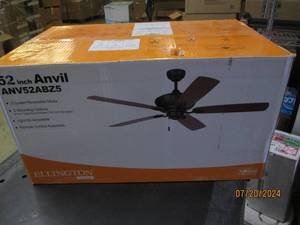lot 100 image: new ellington 52 inch anvil 3- speed reversible ceiling fan with 2-mounting aoptions