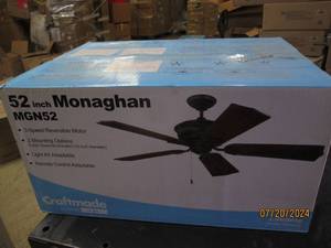 lot 101 image: new craftmade 52 inch monaghan 3- speed reversible ceiling fan with 2 mounting options