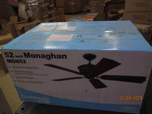 lot 102 image: new craftmade 52 inch monaghan 3- speed reversible ceiling fan with 2 mounting options