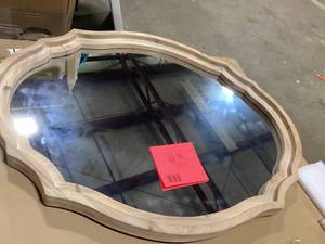 Home Decorators Collection Medium French Country Oval Natural Wood Ornate Framed Mirror (24 in. W x 29 in. H) Customer Returns See Pictures