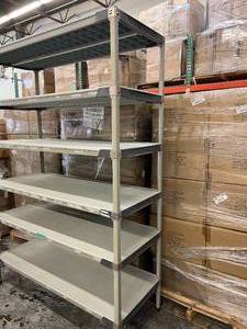 lot 12 image: MSRP $2500 InterMetro Adjustable 6-Tier Shelving Storage Supply Rack Unit WSolid Shelves That Have Anti-Microbial Properties Built In Plus&nbspRust & Corrosion Resistant - NSF Approved  7 x 2 x 5&nbspEach Shelf -1000lb Capacity