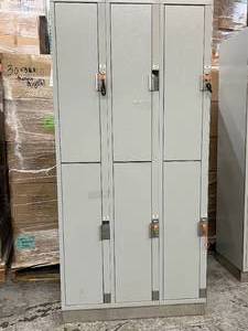 lot 27 image: MSRP $4000 American Locker Security System 6-Door Double Tier Quarter Coin OperatedReturn Painted Electro Galvanized Steel Lockers - Excellent Condition 76 x 36.5 x 18