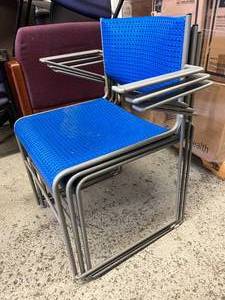 lot 47 image: Lot of 3 Stacking Indoor Outdoor Lobby Reception Waiting Room Armchairs - In Good Condition