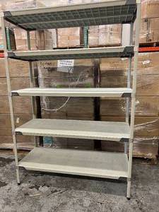 lot 17 image: MSRP $2250 InterMetro Adjustable 5-Tier Shelving Storage Supply Rack Unit WSolid Shelves That Have Anti-Microbial Properties Built In Plus&nbspRust & Corrosion Resistant - NSF Approved  7 x 2 x 5&nbspEach Shelf -1000lb Capacity