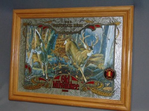 lot 63 image: Old Milwaukee Wild Life Series Mirror - The Whitetail Deer