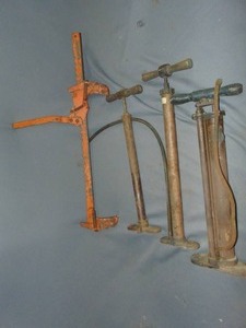lot 99 image: Vintage Tools - Fence Stretcher and Bike Pumps