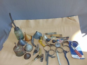 lot 162 image: Mixed Lot of Filter Wrenches, Oil Cans, Filters and Other Automotive Tools