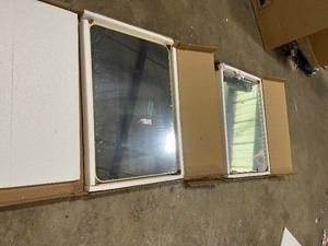 Lot of 2 24 in. W x 36 in. H Rectangular Aluminum Alloy Framed Rounded Gold Wall Mirror